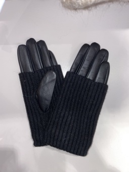 Day Leather Knit Glove Svart